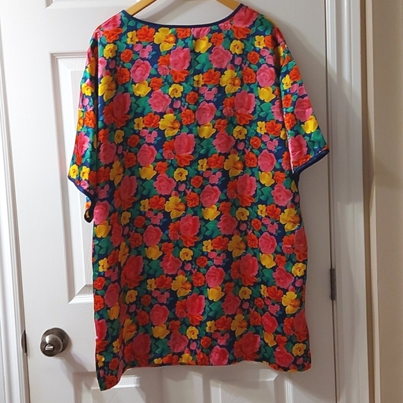 Vintage Victoria Secret Gold Label Jewel Tone Floral Night Shirt, Short … - Picture 3 of 7